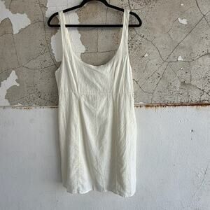 Minimalist Linen Blend Beige Mini Dress Cotton On Adjustable Straps Size S NWT